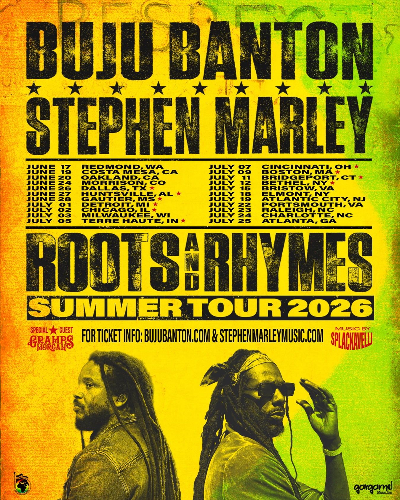Stephen Marley Roots and Rhymes Tour Poster 2026